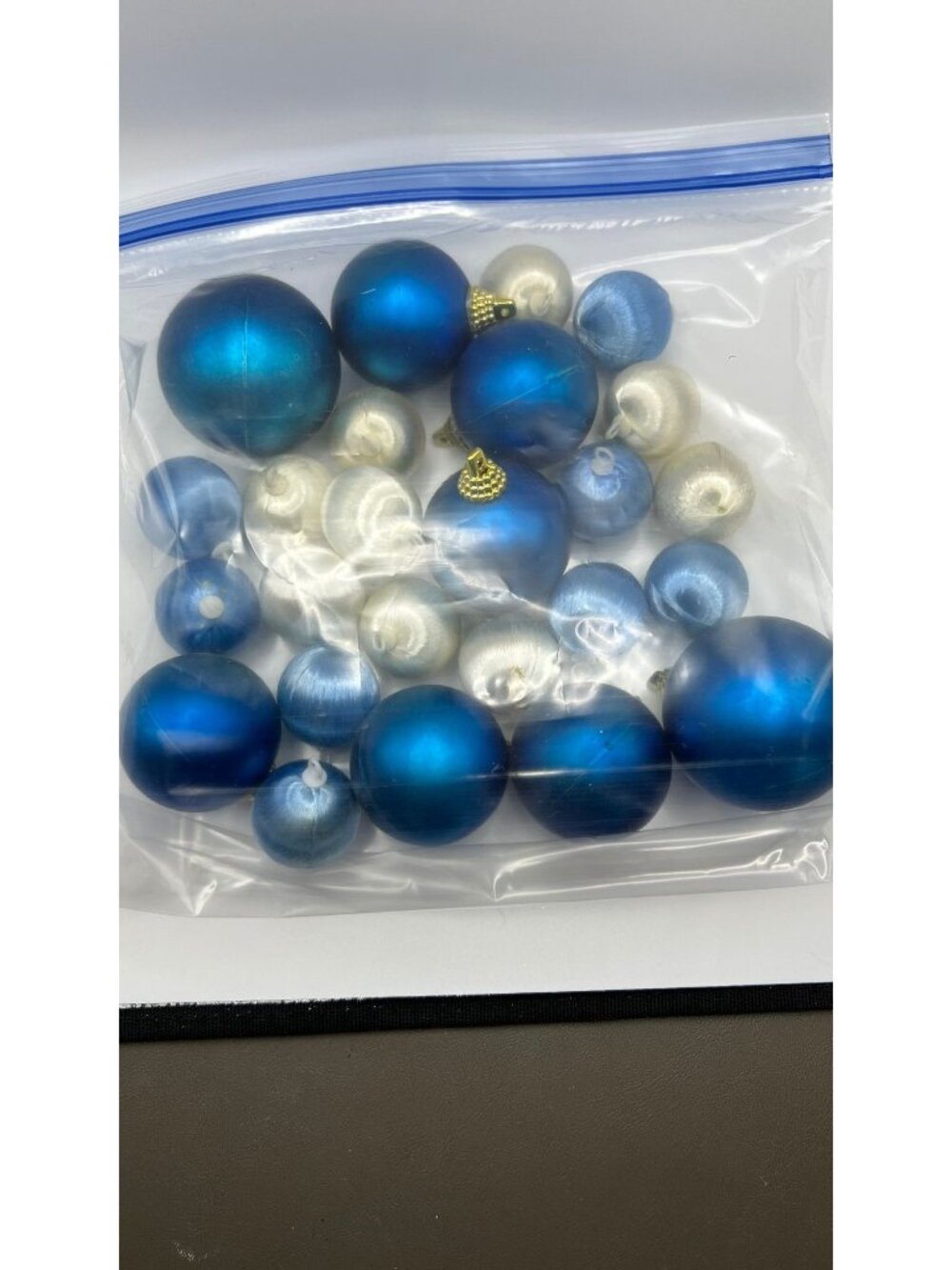 Blue & White Christmas Tree Ornament Ball Assortment Vintage Look
